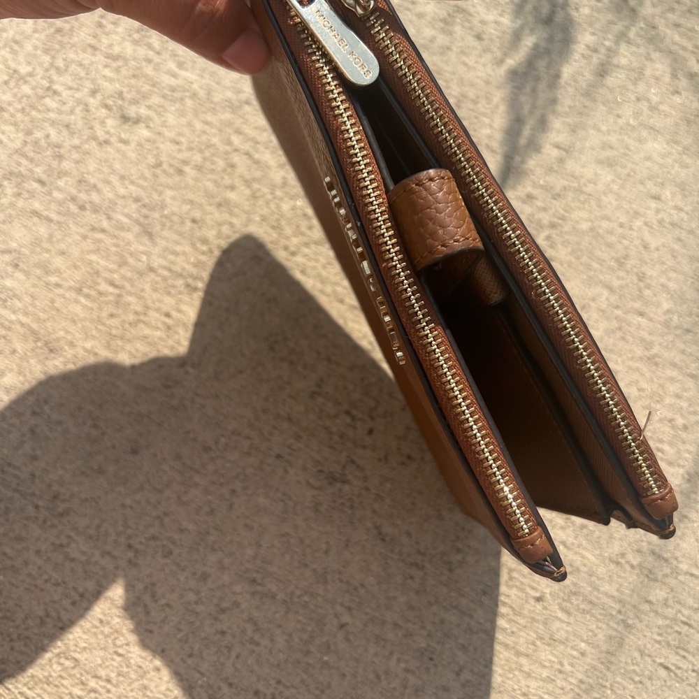 Michael Kors Tan Leather Zip Wallet - Picture 3 of 3